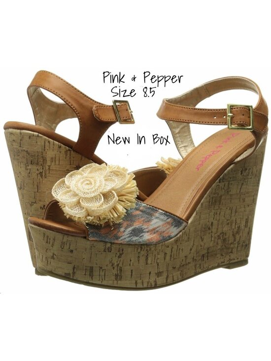 Pink & Pepper Shoes - Pink & Pepper Wedge Shoes 8.5 Orange Sand Dune Women's New In Box